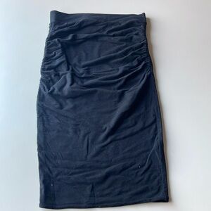 James Perse Ruched Stretch Cotton Jersey Midi Skirt In Black